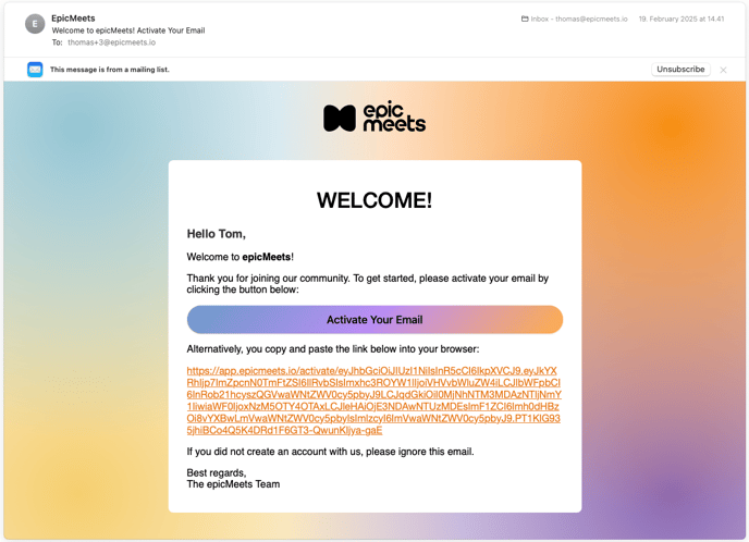 activation email